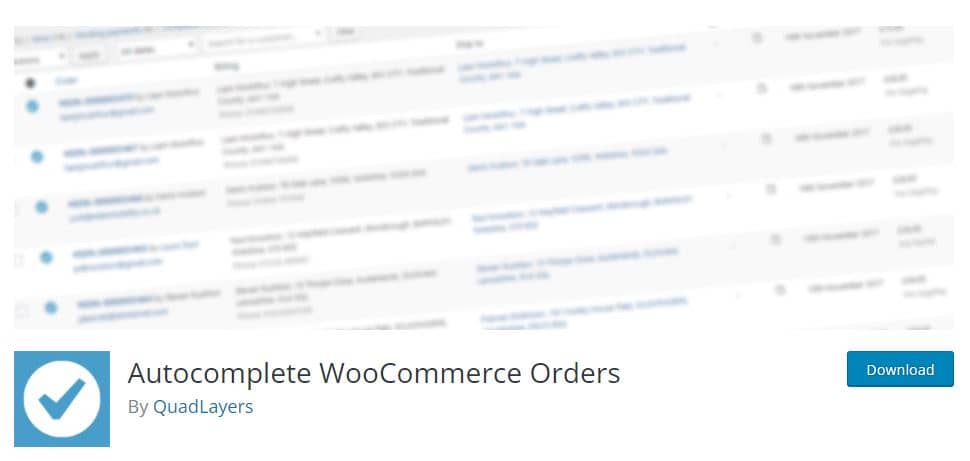 Autocomplete WooCommerce Orders